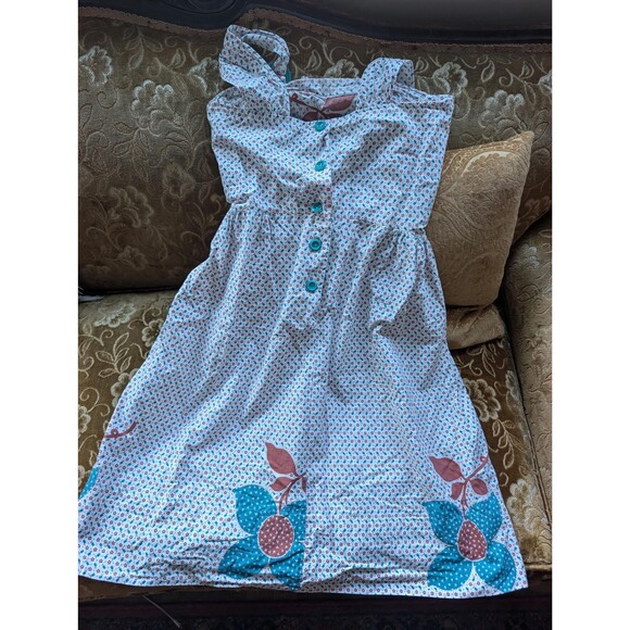 40s Calico Pinafore Dress: Vintage Floral Sundress - Picture 5 of 16
